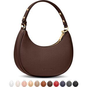 Ⓜ️Women's Coffee Faux Leather Half Moon RFID Protection Crescent Clutch Purses